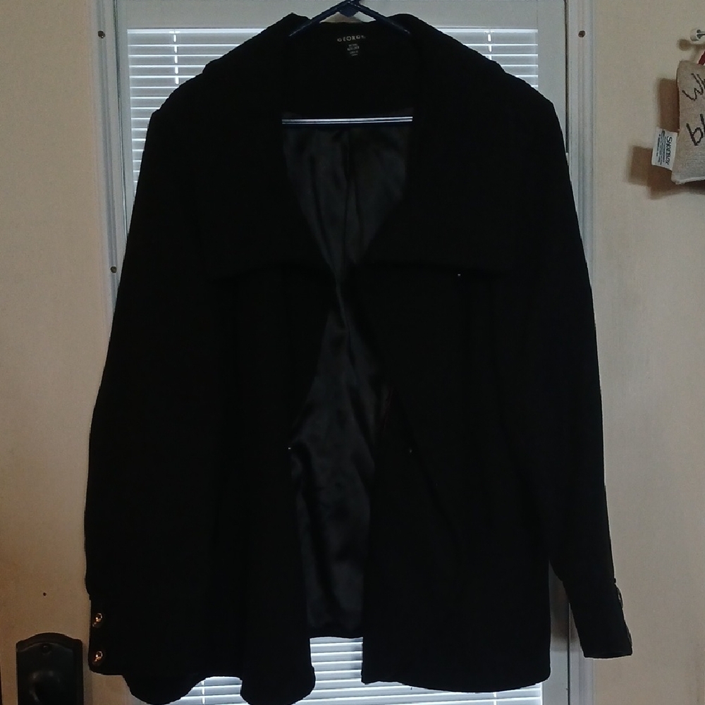 George Elegant Black Pea Coat